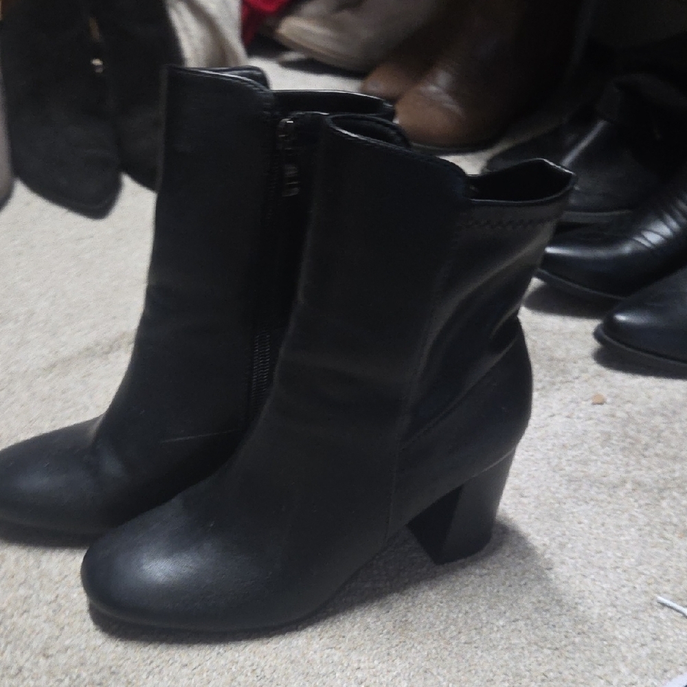 Women's Black Ankle Booties with Block Heel